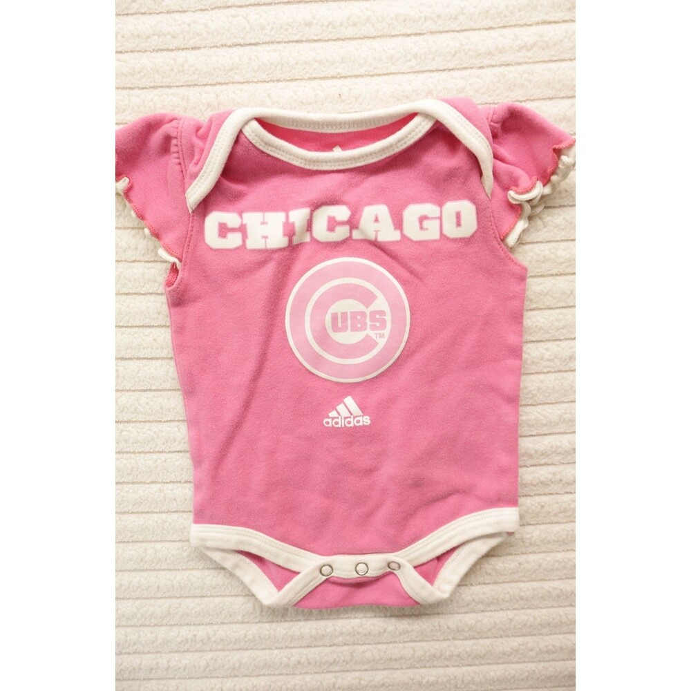 adidas Chicago Cubs Pink Short Sleeve 100% Cotton bodysuit MLB 0/3M baby girl